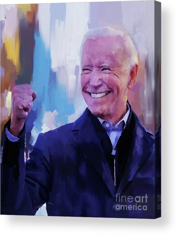 Joe Biden Acrylic Print featuring the painting Joe Biden new American President by Gull G