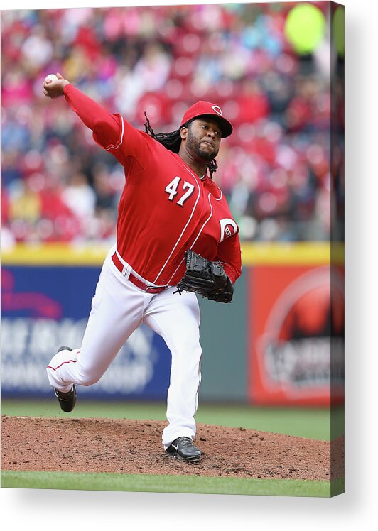 Great American Ball Park Acrylic Print featuring the photograph Johnny Cueto by Andy Lyons
