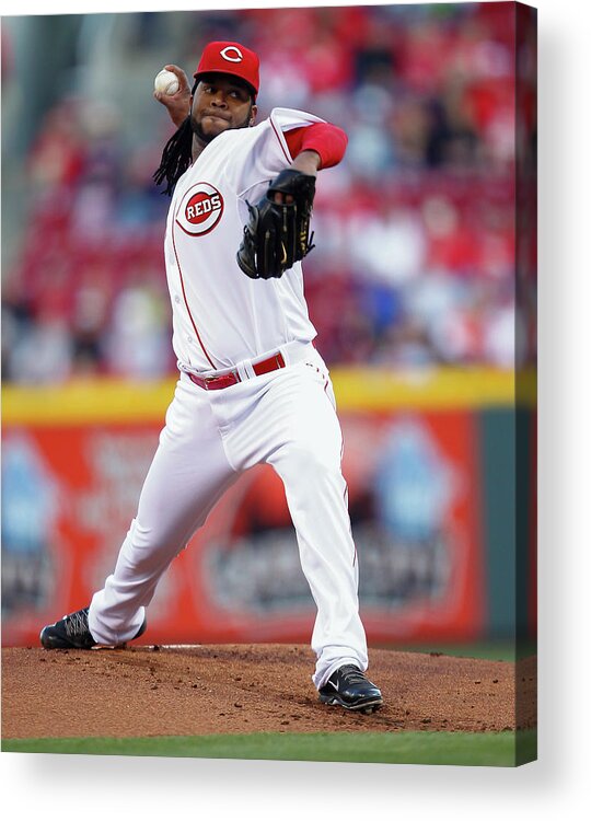 Great American Ball Park Acrylic Print featuring the photograph Johnny Cueto by Michael Hickey