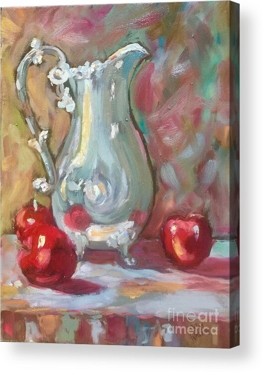 Silver Pitcher Acrylic Print featuring the painting Just Hangin' Out by Patsy Walton
