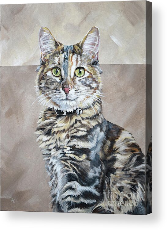 Cat Acrylic Print featuring the painting Kali Cat - Pet Portrait Painting by Annie Troe