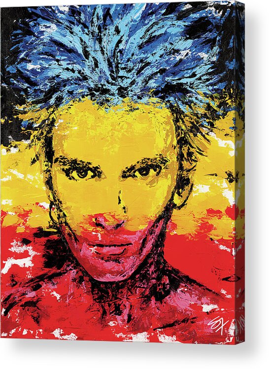 Sting Acrylic Print featuring the painting King of Pain by Steve Follman