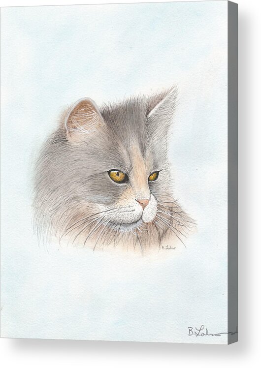 Kitty Acrylic Print featuring the painting Kitty by Bob Labno