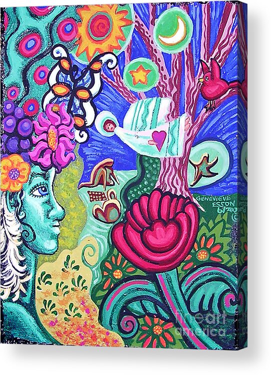 Lady Acrylic Print featuring the painting Lady and The Landscape by Genevieve Esson