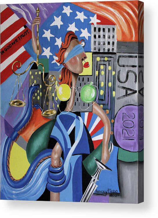 Lady Justice Acrylic Print featuring the painting Lady Justice by Anthony Falbo