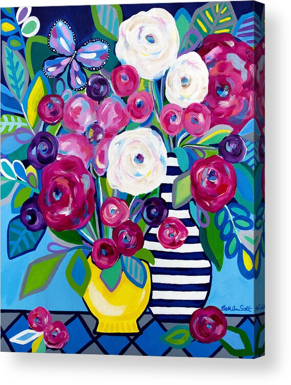 Floral Bouquet Acrylic Print featuring the painting Last Burst of Summer by Beth Ann Scott