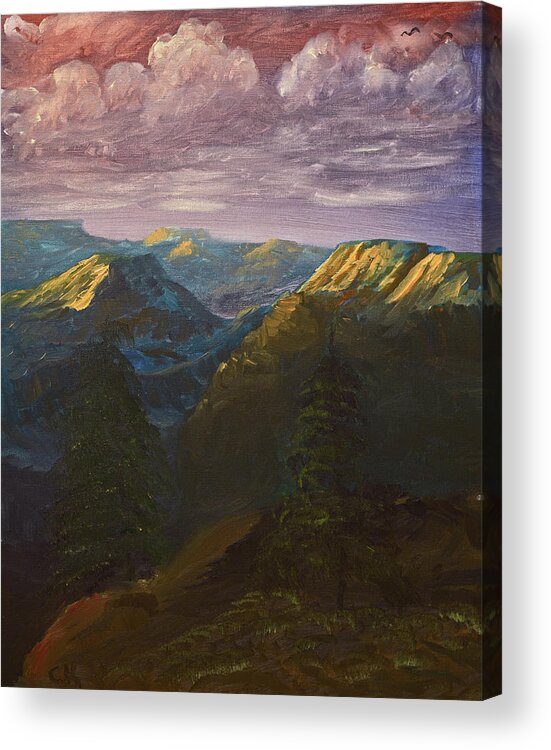 Grand Canyon Acrylic Print featuring the painting Last Light of the Grand Canyon by Chance Kafka