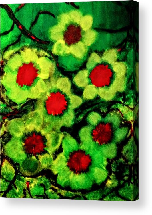 Lime Acrylic Print featuring the painting Lime Flower by Anna Adams