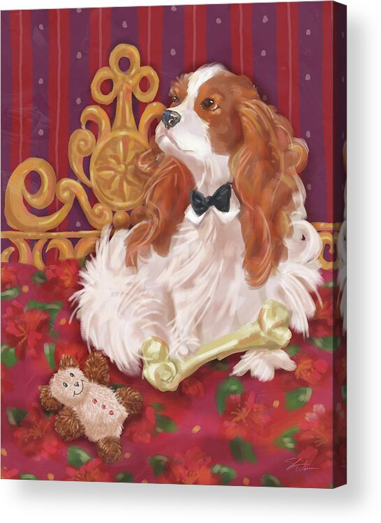 Dog Acrylic Print featuring the mixed media Little Dogs - Cavalier King Charles Spaniel by Shari Warren