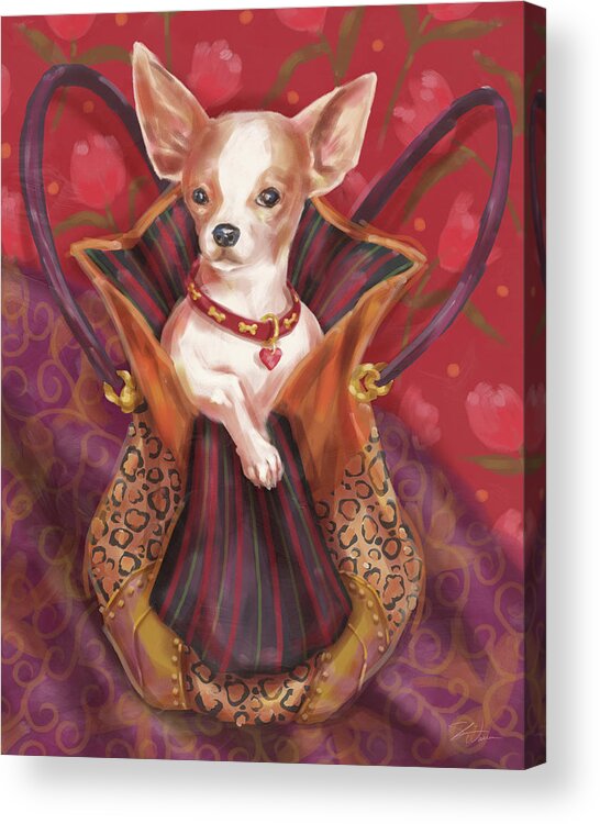 Dog Acrylic Print featuring the mixed media Little Dogs- Chihuahua by Shari Warren