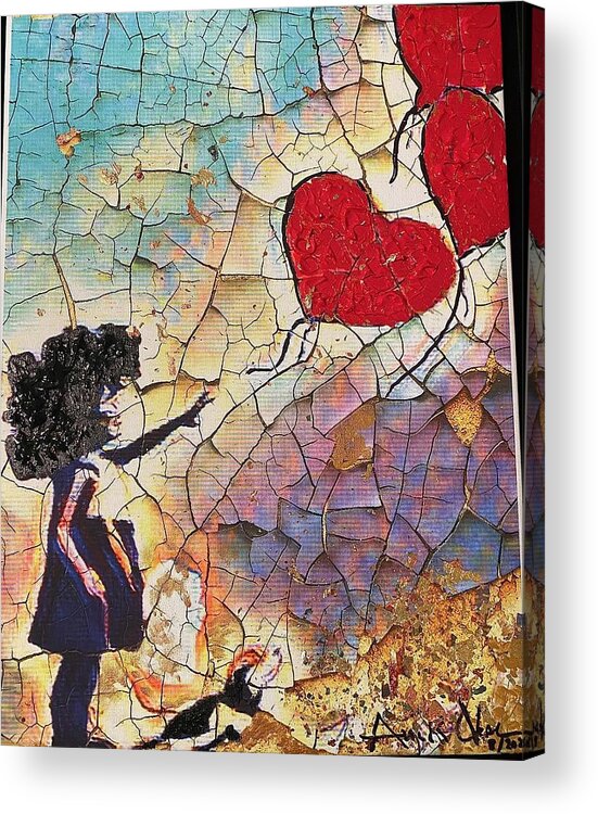  Acrylic Print featuring the painting Little Girl w/Balloons 2.0 by Angie ONeal