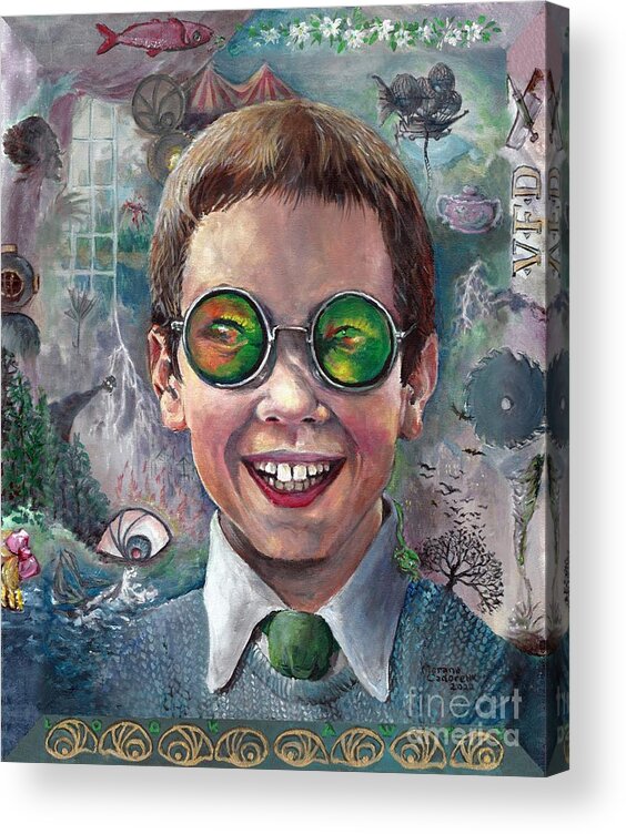 Lemony Snicket Acrylic Print featuring the painting Look Away by Merana Cadorette