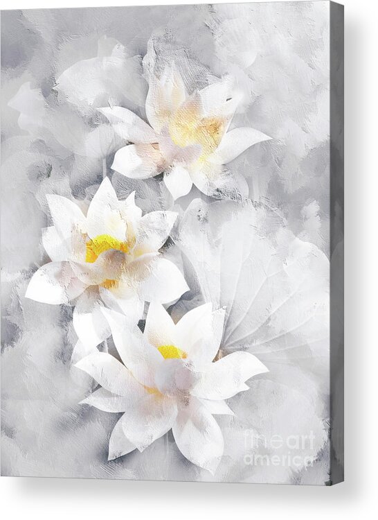 Lotus Acrylic Print featuring the painting Lotus flowers by Jacky Gerritsen