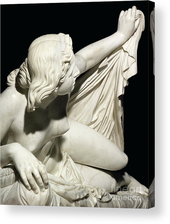 Love And Modesty Acrylic Print featuring the sculpture Love and Modesty, 1860 marble by Jose de Vilches