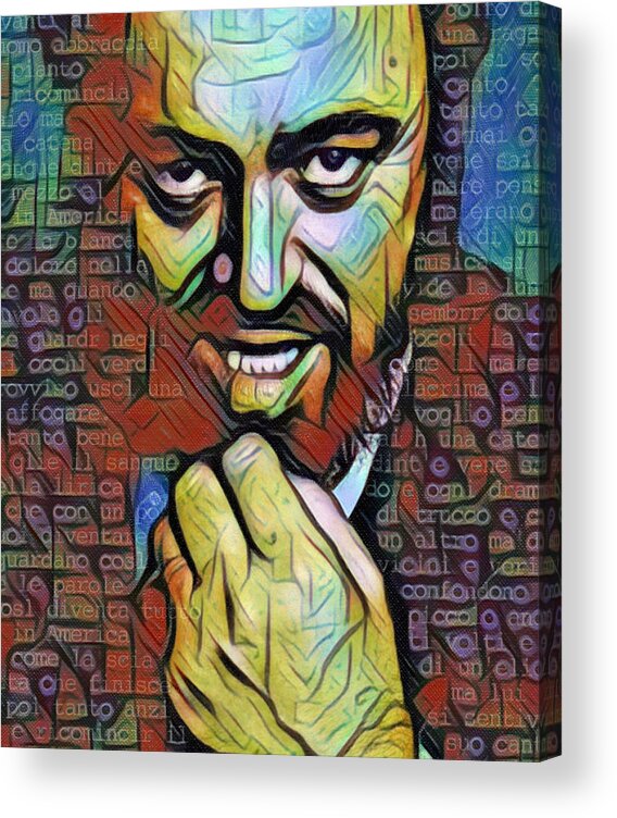 Luciano Pavarotti Acrylic Print featuring the painting Luciano Pavarotti Painting 2 by Tony Rubino