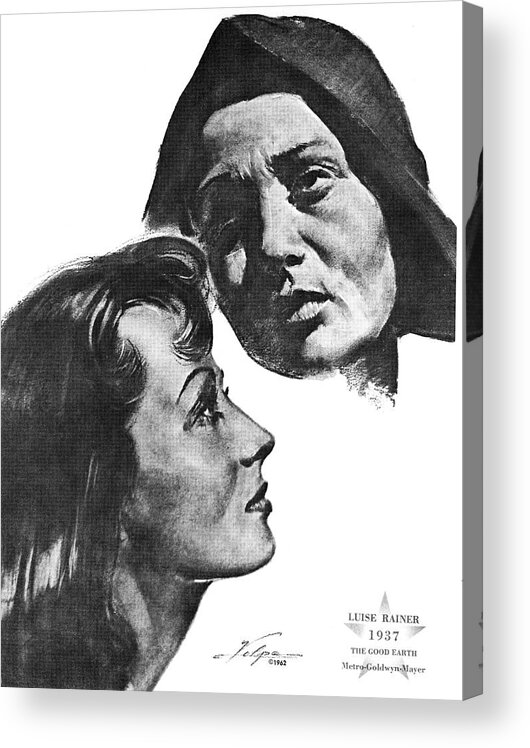 Luise Acrylic Print featuring the drawing Luise Rainer by Volpe - two by Movie World Posters