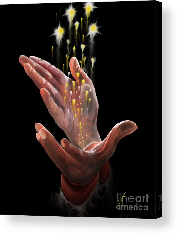 Hand Acrylic Print featuring the digital art Magic Hands by Darren Cannell