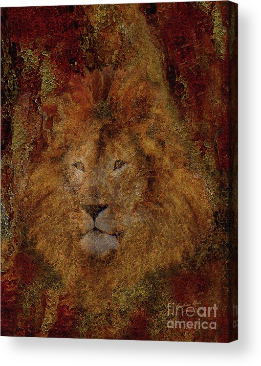 Lion Acrylic Print featuring the digital art Majestic Lion by Constance Woods
