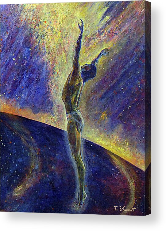 Blessed-by-the-light Acrylic Print featuring the painting Man Blessing and Being Blessed by The Light by Irene Vincent