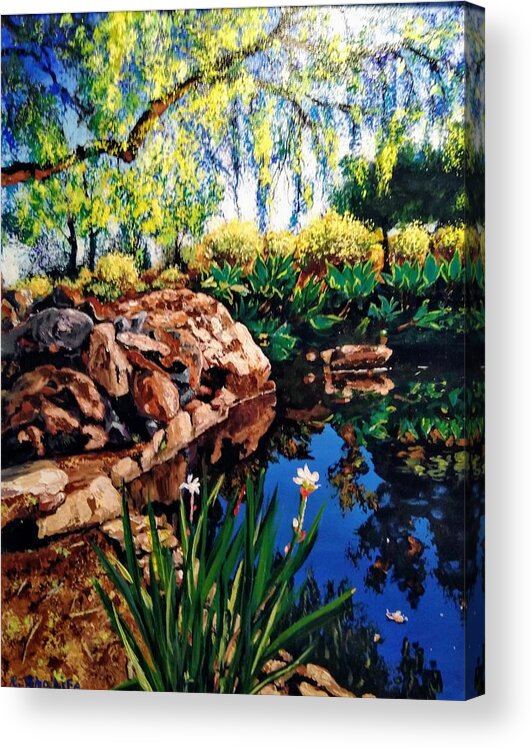 Man Made Oasis Acrylic Print featuring the painting Man made oasis by Ray Khalife