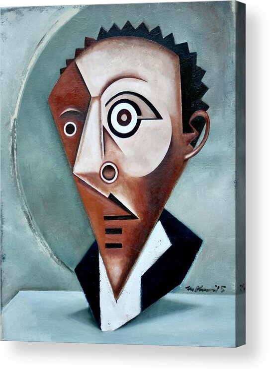 Langston Hughes Acrylic Print featuring the painting Mask of the Black Pierrot / Langston Hughes by Martel Chapman