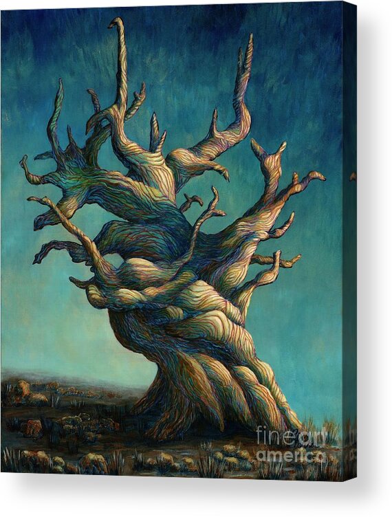 Rebecca Acrylic Print featuring the painting Maze Tree Solo by Rebecca Parker