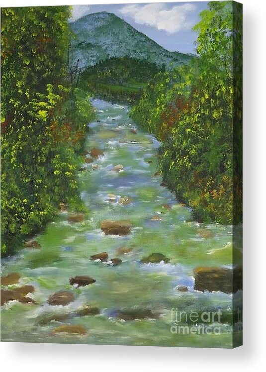 Landscape Acrylic Print featuring the painting Meandering River by Denise Morgan