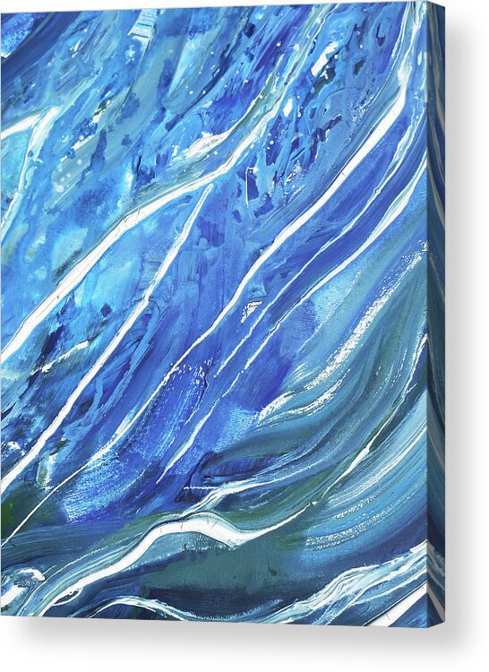 Blue Wave Acrylic Print featuring the painting Meditate On The Wave Peaceful Contemporary Beach Art Sea And Ocean Blues Art II by Irina Sztukowski