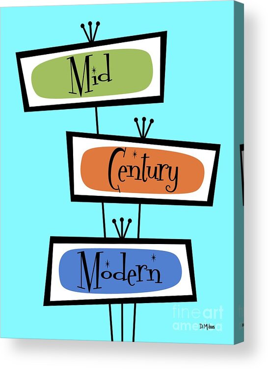 Mid Century Modern Acrylic Print featuring the digital art Mid Century Modern Signs by Donna Mibus