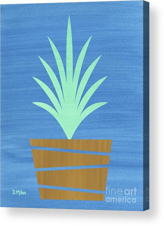Mid Century Modern Acrylic Print featuring the mixed media Mid Century Modern Succulent 2 by Donna Mibus