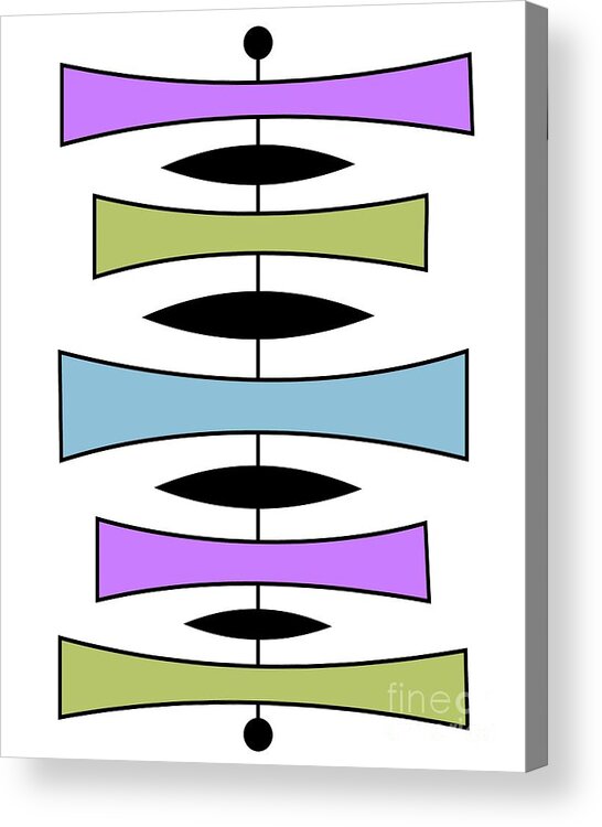 Mid Century Modern Acrylic Print featuring the digital art Mid Century Modern Trapezoids in Cool Colors by Donna Mibus