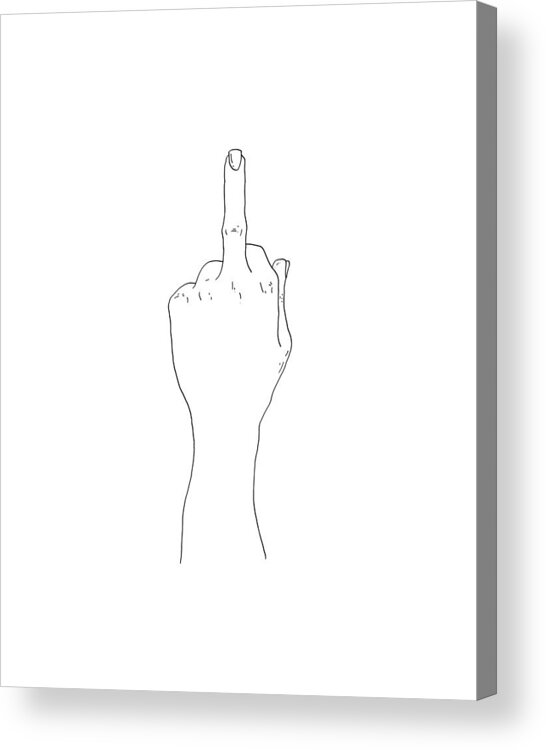 Middle Acrylic Print featuring the digital art Middle Finger Up Line Art N20001 Fuck Off by Edit Voros