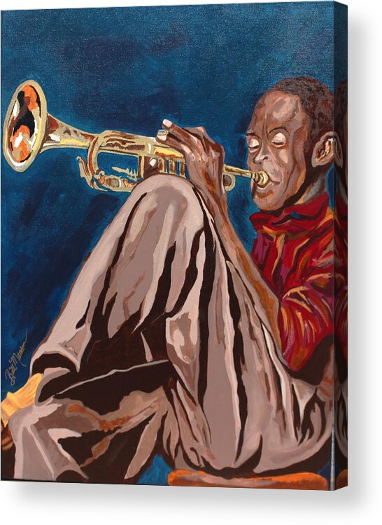  Acrylic Print featuring the painting Miles Davis-Backstage by Bill Manson