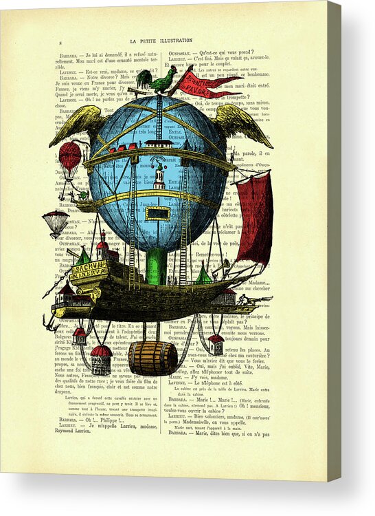 Balloon Acrylic Print featuring the mixed media Minerva balloon in color by Madame Memento