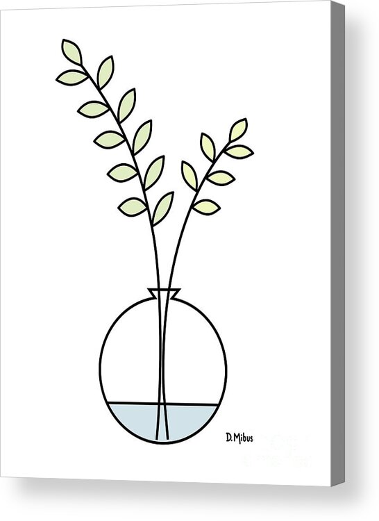 Minimalistic Design Acrylic Print featuring the digital art Minimal Plant in Vase 1 by Donna Mibus