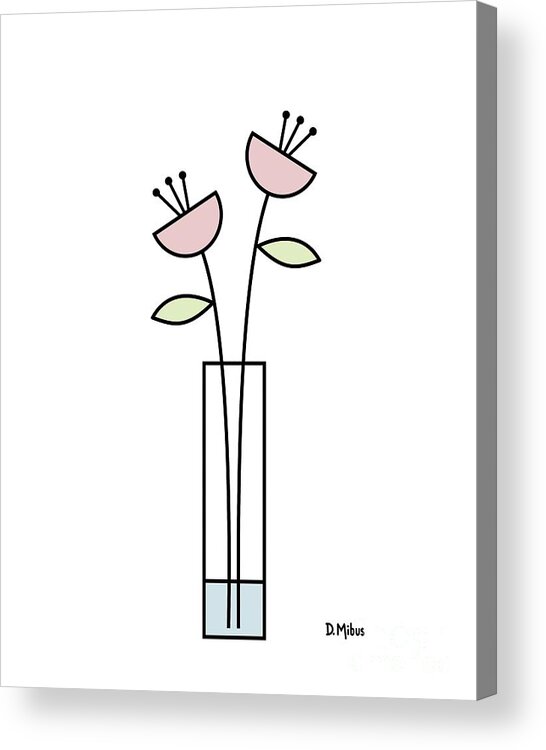 Minimalistic Design Acrylic Print featuring the digital art Minimal Plant in Vase 2 by Donna Mibus