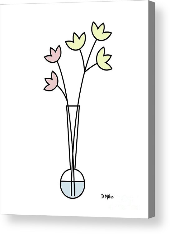 Minimalistic Design Acrylic Print featuring the digital art Minimal Plant in Vase 3 by Donna Mibus