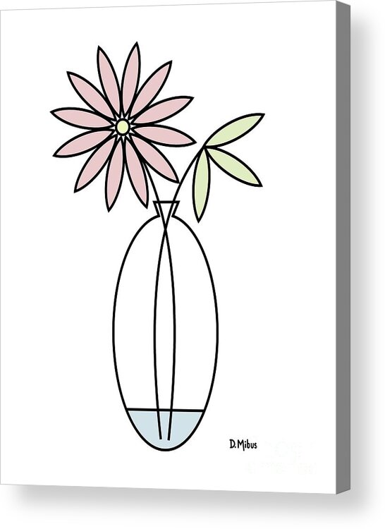 Minimalistic Design Acrylic Print featuring the digital art Minimal Plant in Vase 4 by Donna Mibus