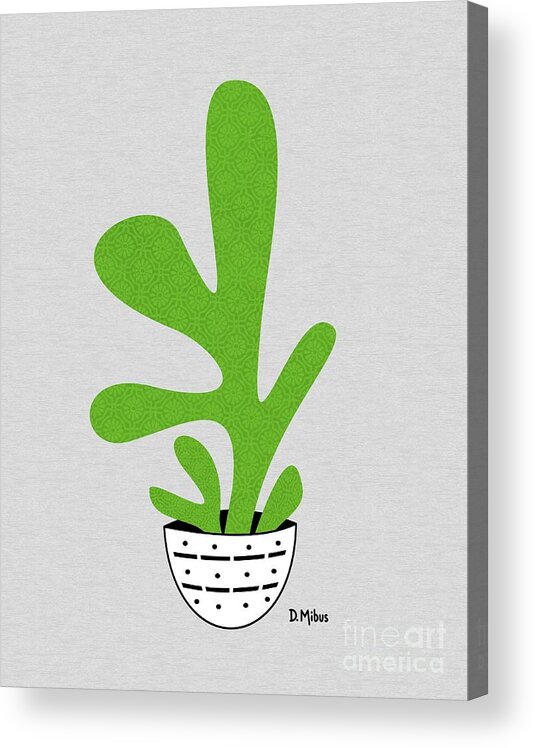 Minimal Acrylic Print featuring the mixed media Minimalistic Green Potted Plant by Donna Mibus