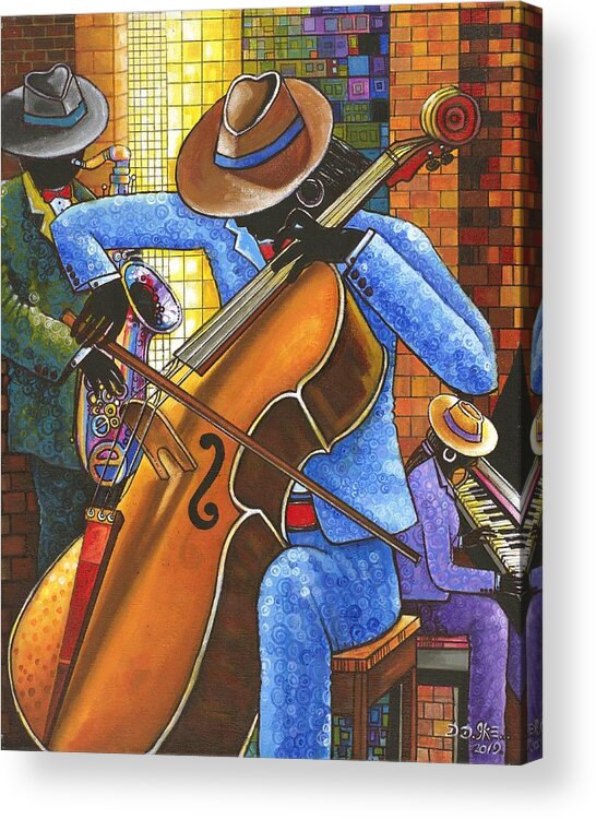 Black Art Acrylic Print featuring the painting Mood Music by Darlington Ike