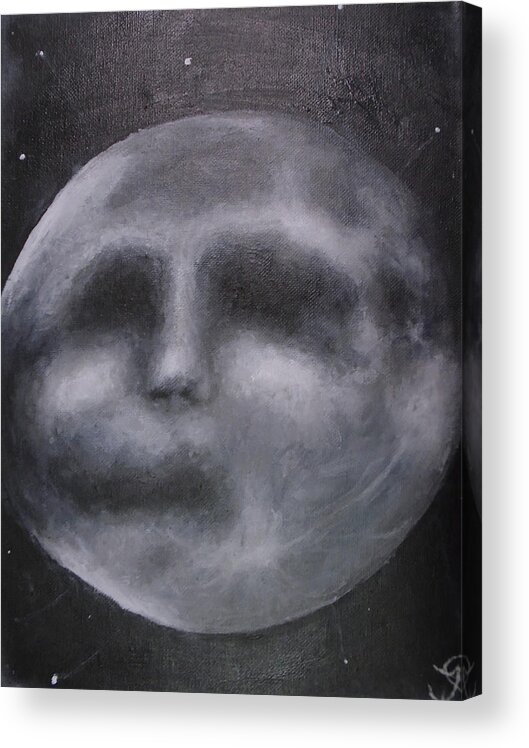 Moon Acrylic Print featuring the painting Moon Man by Jen Shearer