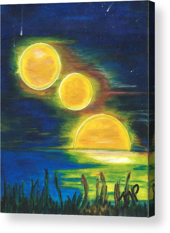 Night Sky Acrylic Print featuring the painting Moons Alighting by Esoteric Gardens KN