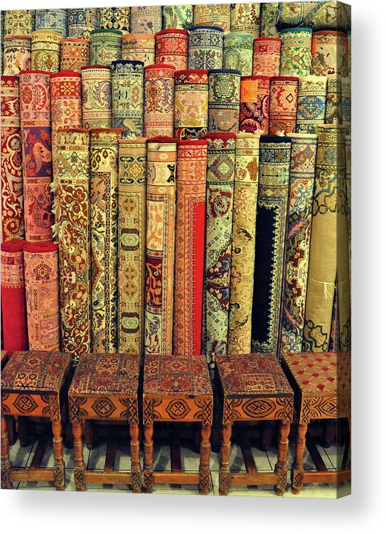 Rugs Acrylic Print featuring the photograph Moroccan Rugs by Denise Strahm