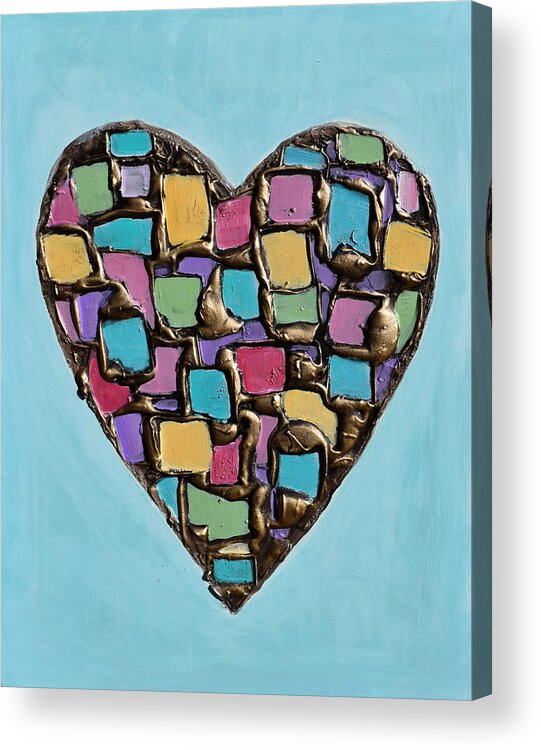 Heart Acrylic Print featuring the painting Mosaic Heart by Amanda Dagg
