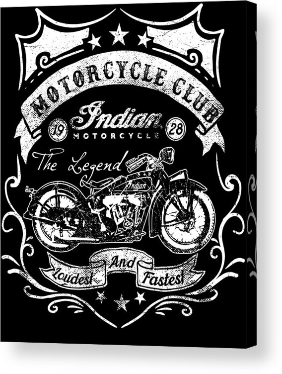 Biker Acrylic Print featuring the digital art Motorcycle Club Indian Motorcycle by Jacob Zelazny