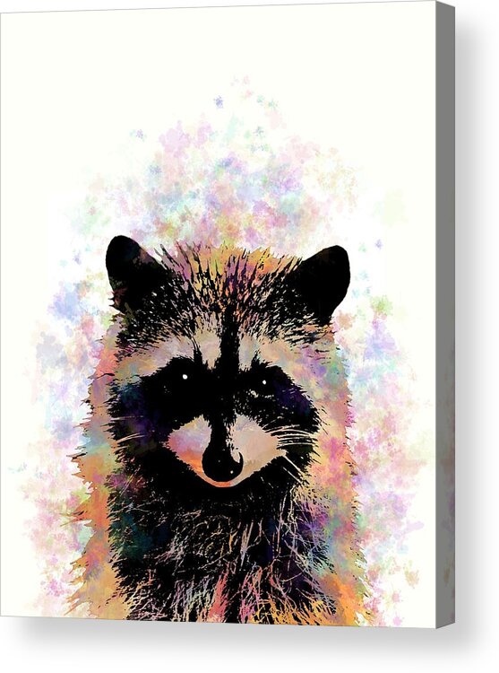 Raccoon Acrylic Print featuring the mixed media Multicolor Raccoon 27 by Lucie Dumas