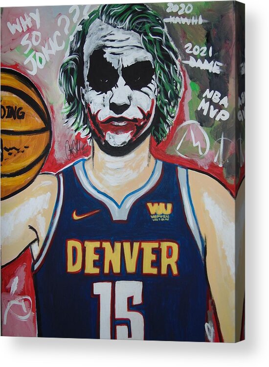 Jokic Acrylic Print featuring the painting NBA Villain by Antonio Moore