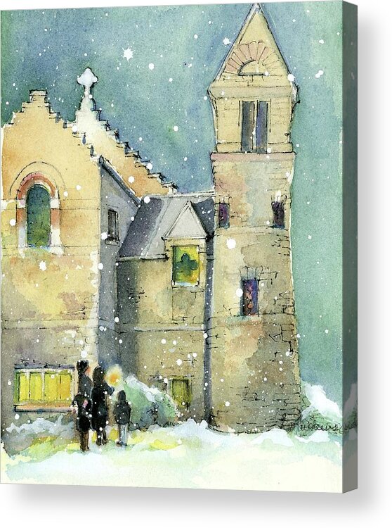 Episcopalian Church Acrylic Print featuring the painting Neighbor church by Rebecca Matthews