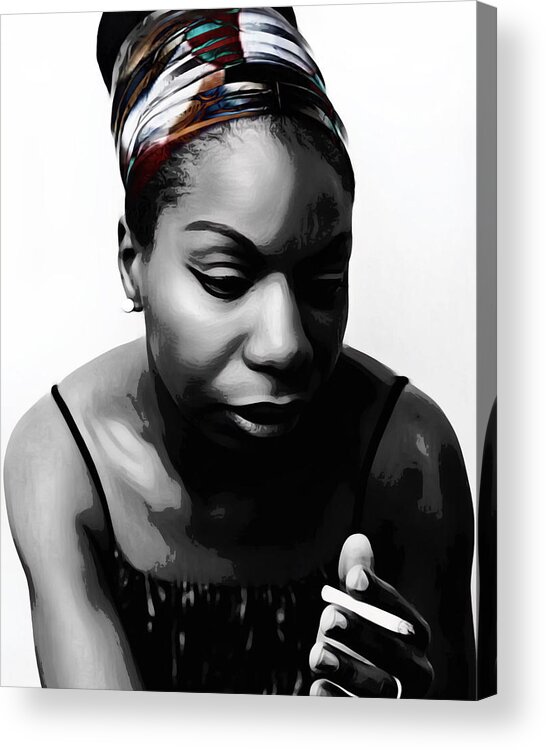 Abstract Acrylic Print featuring the mixed media Nina Simone by Canessa Thomas