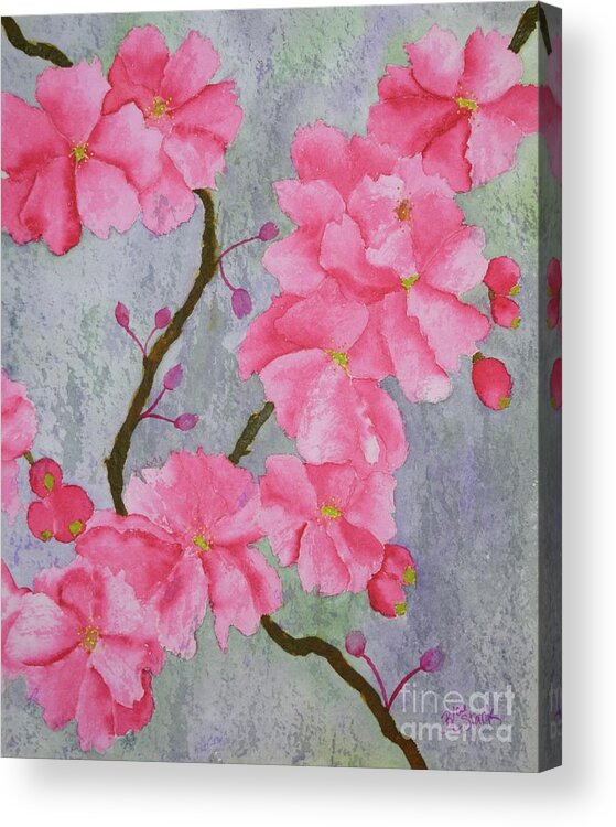 Barrieloustark Acrylic Print featuring the painting No.5 Cherry Blossoms by Barrie Stark